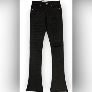 Men’s Black Stacked Distressed Skinny Jeans